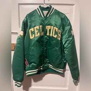 Vintage Green Boston Celtics Satin Starter Jacket Large NBA Bird McHale Parrish